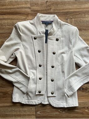NWT Tommy Hilfiger Women's Cream Striped Military-Style Jacket